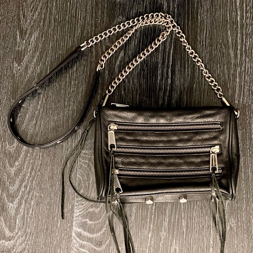 Rebecca Minkoff Genuine Leather Multi Zip Crossbody